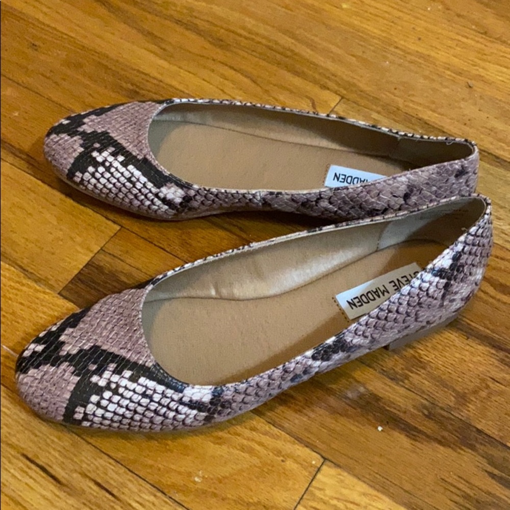 Steve Madden Snake Print Vegan Leather Ballet Flats — Round Toe, Sz 6.5, NIB
